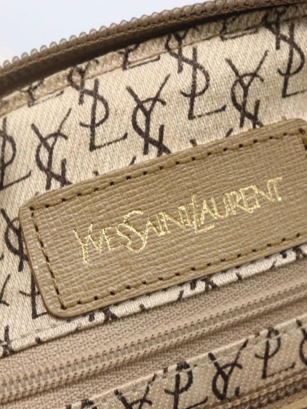 SAINT LAURENT Hand Bag PVC Canvas Gray Beige Auth fm4973 - Picture 13 of 16